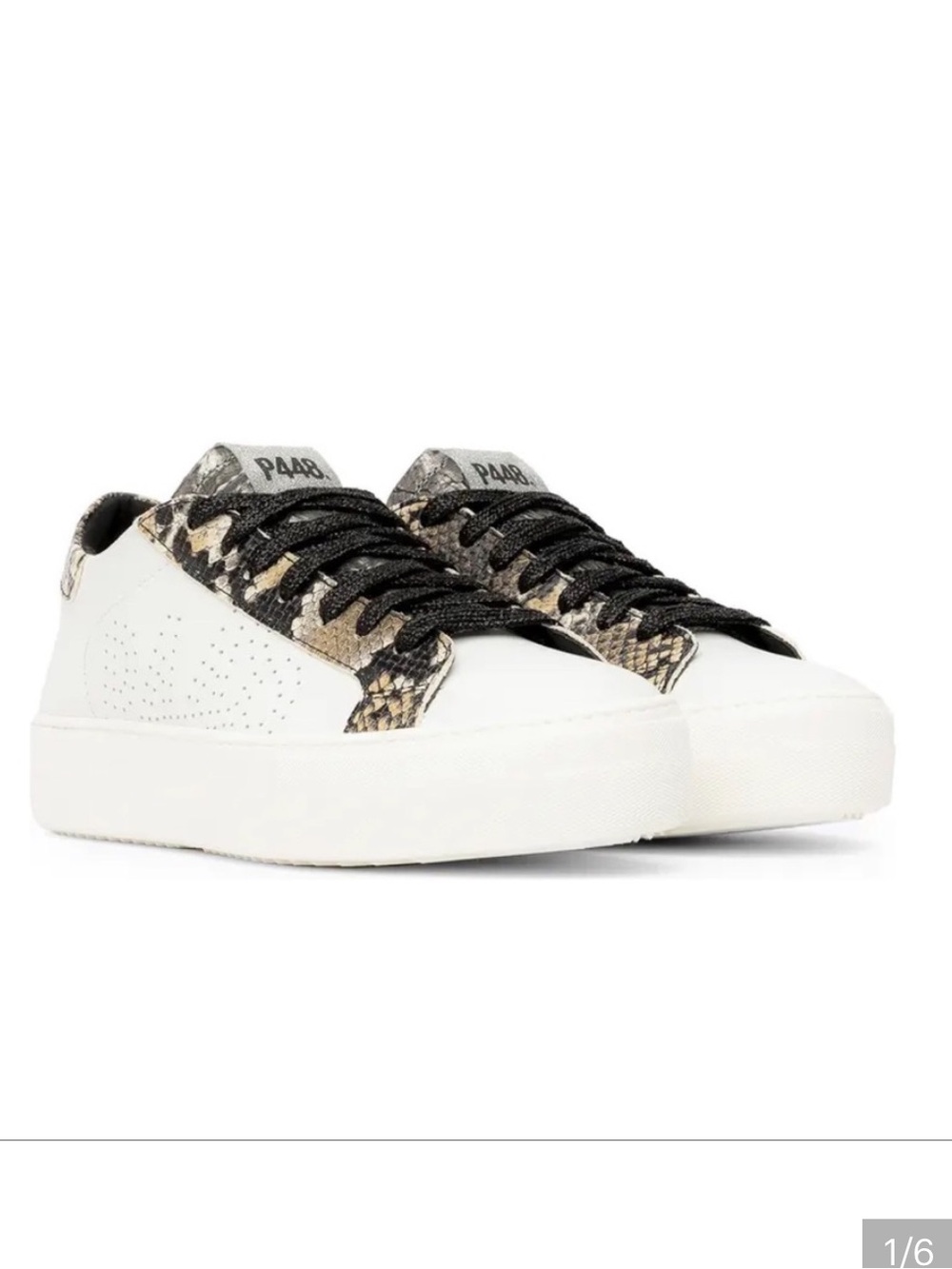 P448 Thea Platform Sneaker with Snake-Print Trim